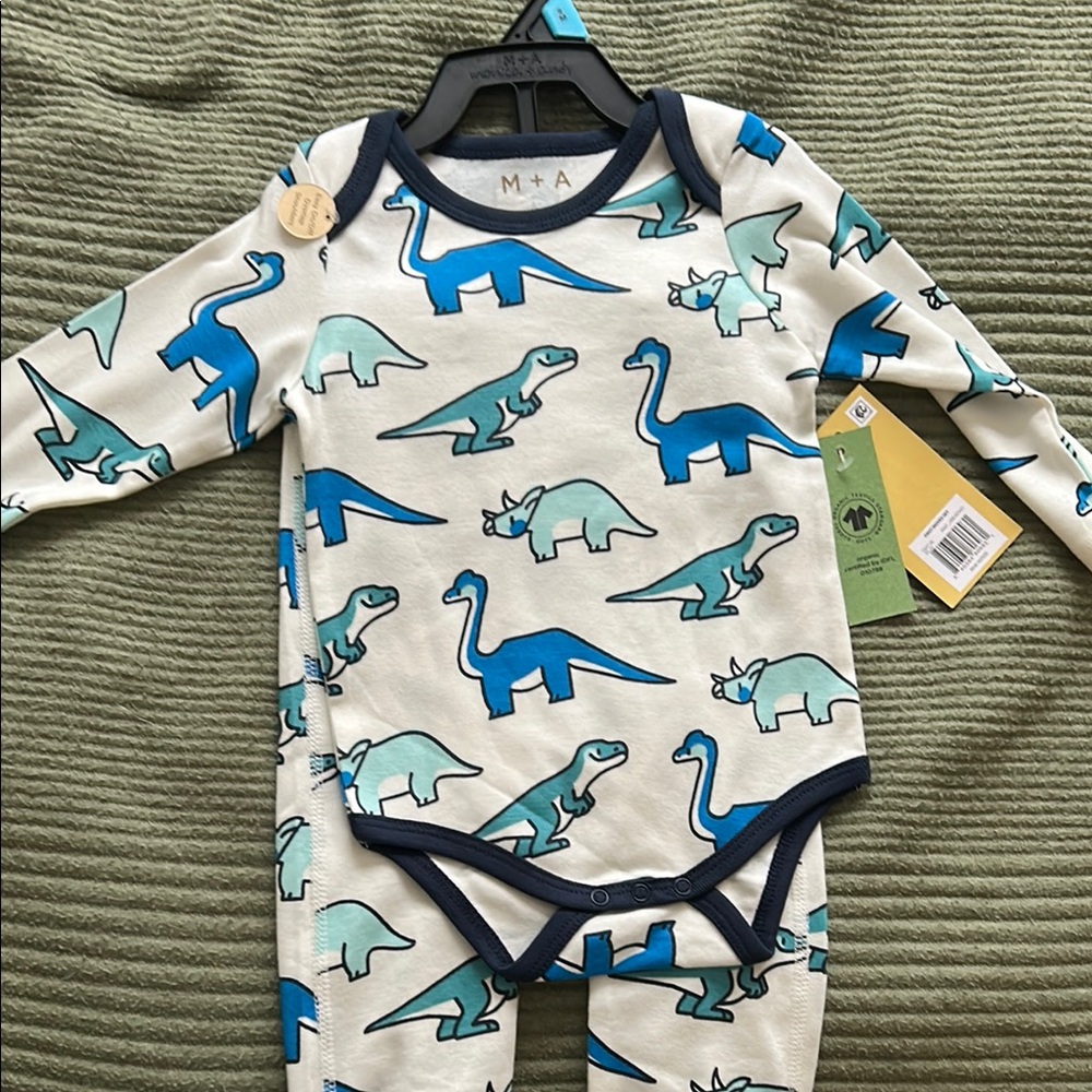 Kids Dinosaur Print One Piece - Blue and Green